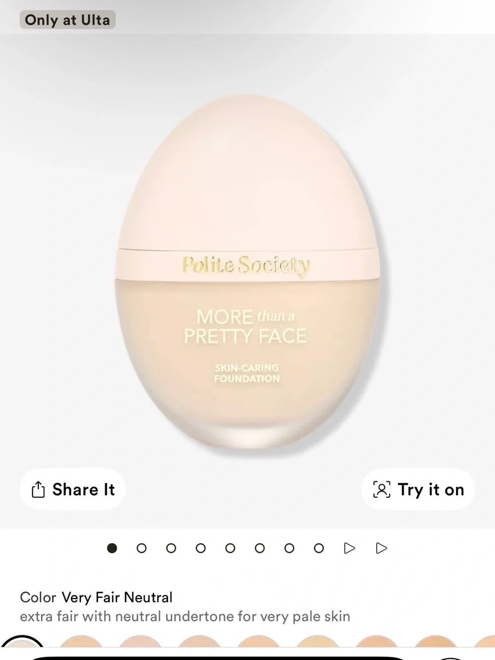 Polite Society More Than a Pretty Face Foundation — Very Fair Neutral (Cream)
